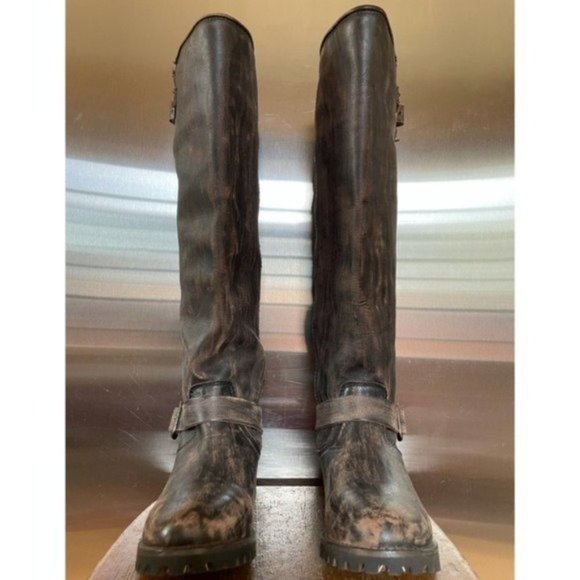 Freebird by Steven Bettle Battle Brown Distressed Leather Engineer Boot 7 - Picture 7 of 15